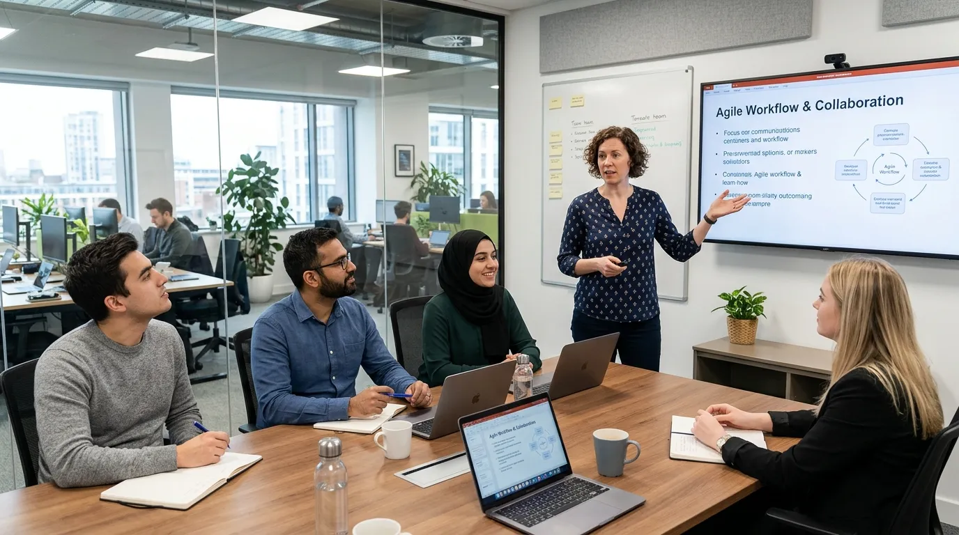 Team attending workplace training session