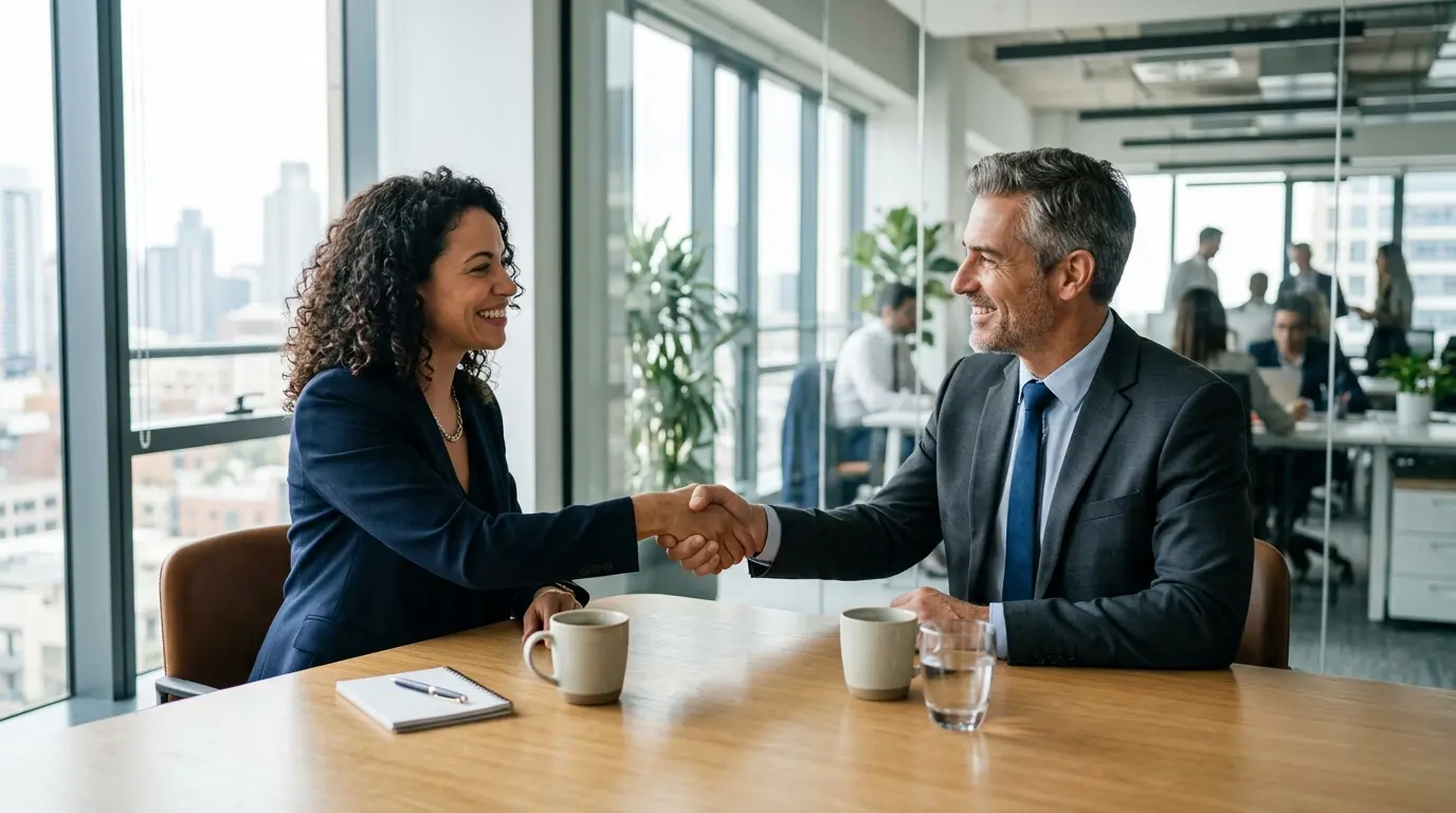 Two people coming to an agreement regarding a SME