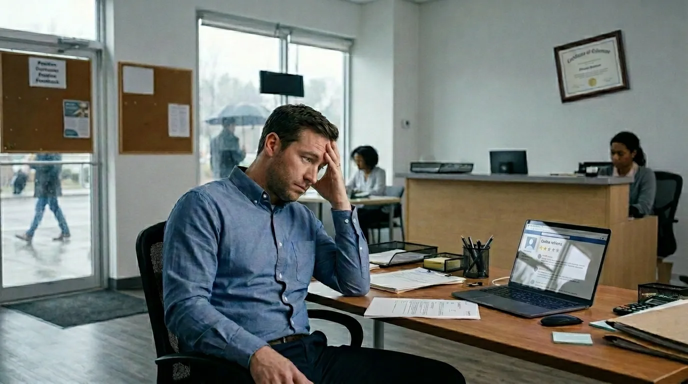 stressed businessman seeing loss of reputation following poor data protection practices