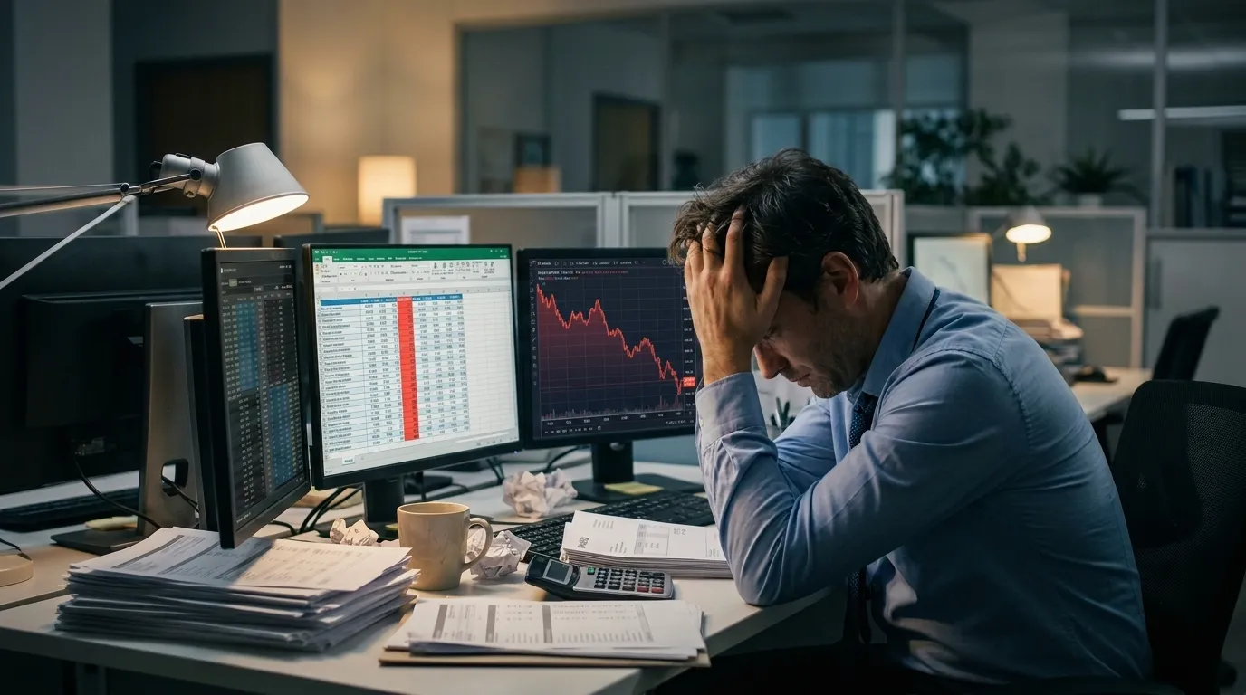 A man is stressed because of financial loss from poorly drafted contracts